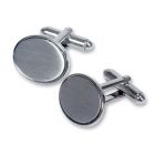 Satin Finish Chrome Oval Cufflinks