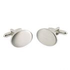 Brushed Finish Chrome Oval Cufflinks