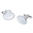 Silver Plated Polished Oval Cufflinks