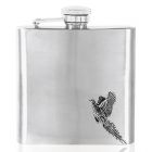 6oz Pheasant Hip Flask in Stainless Steel with Pewter Emblem