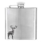 6oz Stag Hip Flask in Stainless Steel with Pewter Emblem
