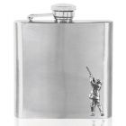 6oz Shooting Hip Flask in Stainless Steel with Pewter Emblem