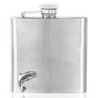 6oz Trout Hip Flask in Stainless Steel with Pewter Emblem