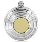 6oz Clay Pigeon Shotgun Round Hip Flask in Pewter/Brass