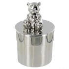Nickel Plated Round Trinket Box with Teddy Bear