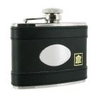 4oz Black Lambskin Leather Hip Flask with Engraving Panel
