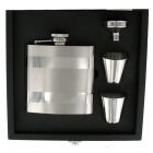 6oz Satin Band Steel Hip Flask Gift Set in Wooden Box