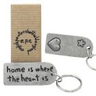 Home Is Where The Heart Is Keyring in Solid Pewter