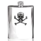 6oz Poison Skull Hip Flask in Pewter with Skull Emblem