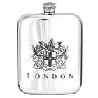 English Pewter Co. 6oz London Coat Of Arms Hip Flask