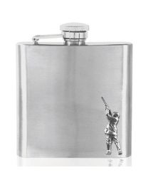 6oz Shooting Hip Flask in Stainless Steel with Pewter Emblem
