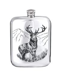 6oz Stag Purse Hip Flask in Pewter
